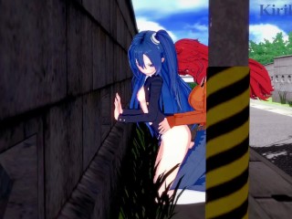 Tsubasa Kazanari and Kanade Amō have intense futanari sex on a deserted street. - Symphogear Hentai