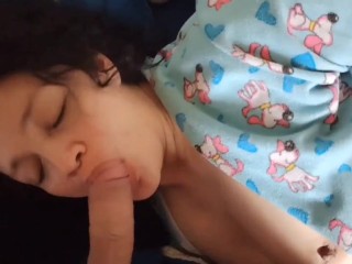 Milf stepmother is woken up in the morning by her stepson's cock who wants her to suck it