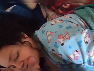 Milf stepmother is woken up in the morning by her stepson's cock who wants her to suck it