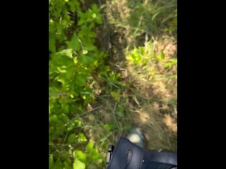 Orgasm near trail on bike ride in foothills.