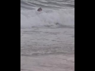 Big booty blonde playing on the beach