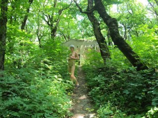 Naked girl came to an abandoned building in the forest