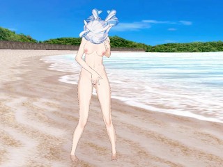 Genshin Impact : Furina Masturbates on the Beach [ hentai r34 ]