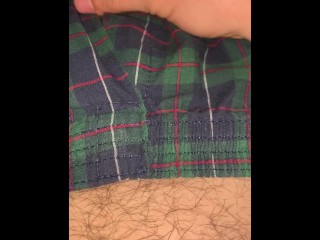 FTM strokes t dick in boxers and cums - POV