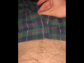 FTM strokes t dick in boxers and cums - POV