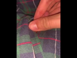 FTM strokes t dick in boxers and cums - POV