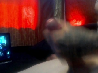 solo guy strokes big white cock with sex toy until big cumshots compilation