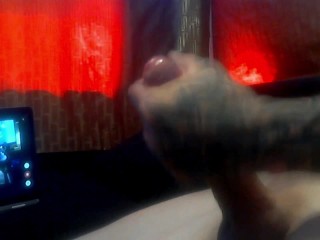 solo guy strokes big white cock with sex toy until big cumshots compilation