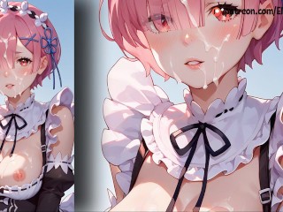 Ram from Re Zero is a maid who will service your cock!