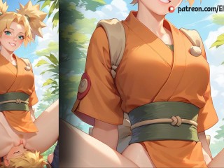 Temari from Naruto shows off her deep blowjob technique!