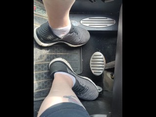 Revving my mini Cooper in my sneakers