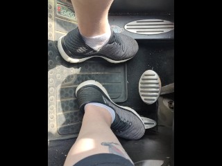 Revving my mini Cooper in my sneakers