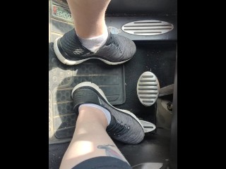 Revving my mini Cooper in my sneakers