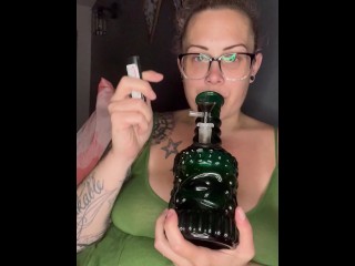 Bbw step mom MILF takes bong rips smoking fetish