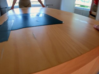 The annoying roommate in her tight shorts asks me to help with the furniture