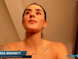 Louissa Bennett on Flirt4Free - Slim Inked Brunette Shows Close Up Of Her Sweet Slit