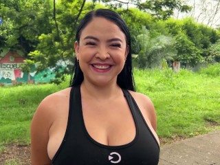 Fan finds busty Daniela Gomez and invites her to fulfill her fantasies outdoors in a public park.