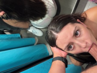 Risky sex - Hard FaceFuck 24yo Beauty in Mass Market Fitting Room - Eye Rolling Oral Creampie