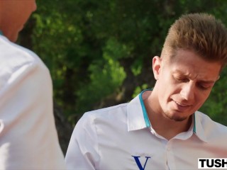 TUSHY Cute Petite Blonde Claire Gets DPed At Hotel Vixen