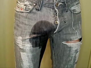 Peeing in my jeans. I was so desperate, so i peed my pants.