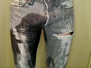 Peeing in my jeans. I was so desperate, so i peed my pants.