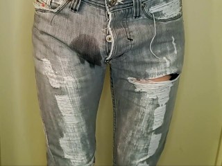 Peeing in my jeans. I was so desperate, so i peed my pants.