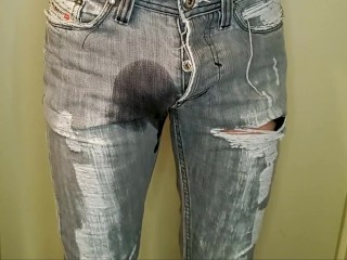 Peeing in my jeans. I was so desperate, so i peed my pants.