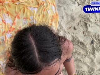 I'm FUCKING with my STEPSISTER on a PUBLIC beach and a REAL COUPLE CAUGHT US