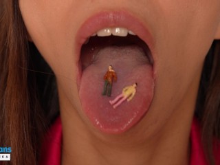 Giantess vore fetish: a little man and show uvula