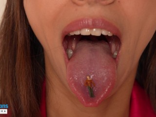 Giantess vore fetish: a little man and show uvula