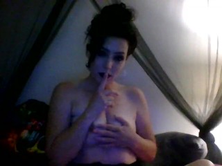 Playing rough with my tits, licking my fingers and playing with my nipples