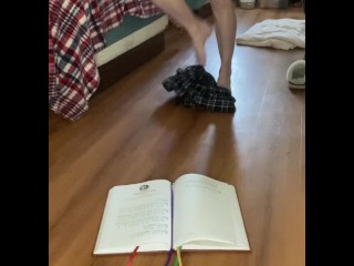 Custom Video Peeing On Book- Golden Shower- Pissing Kink- Desperation Pee