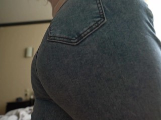 Slutty girl in ropped jeans with a big ass takes a fat dick in her tight pussy