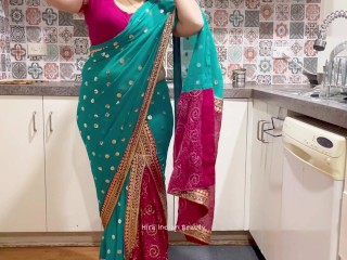 Indian Couple Romance in Kitchen - Saree Sensual Sex - Saree lifted up - Pussy, Boobs and Ass Play