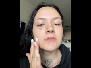 White girl smearing cum on face