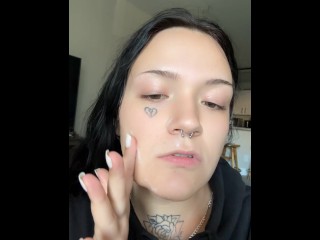 White girl smearing cum on face