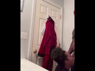 EBONY swallows BBC in bathroom during family dinner