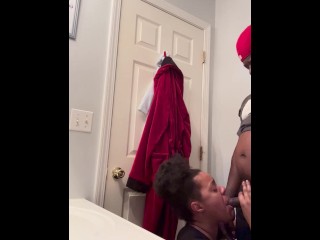 EBONY swallows BBC in bathroom during family dinner