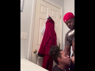 EBONY swallows BBC in bathroom during family dinner