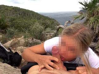 Fit blonde gets fucked outdoor with oceanview