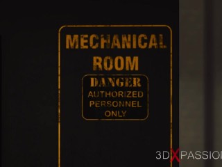 A young sexy busty hottie has anal sex with hot shemale in isolation chambers