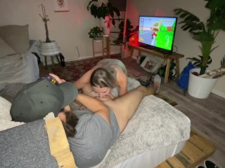 Mature Blonde Gamer Babe Gets Fingered, Blown, Eaten Out & Fucked Hard While Playing Mario Kart  POV