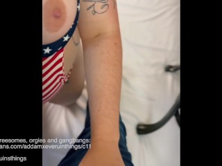 Holidays make me horny. Shoot your firework cum into my mouth after playing with my natural DDD tit