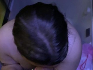 POV Shower sex with a bbw hottie who likes to suck cock and slurp cum