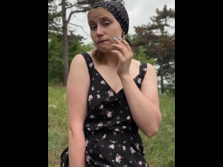 SMOKING AND FUCKING MYSELF WITH A LONG BLACK COCK