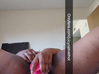 Horny Mixed babe puts dildo in her hairy pussy