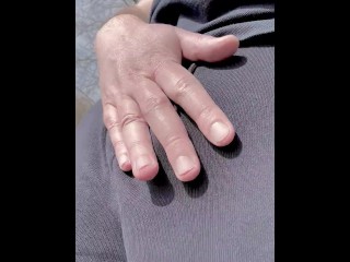 on a public place: pissing and cumming a huge load