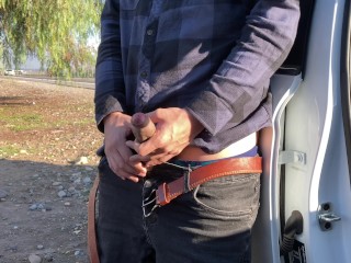 NUDE Risky Public Masturbation on the side of the HIGHWAY