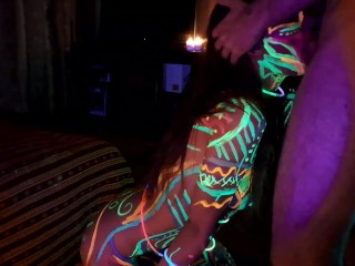 Fucked the wild slim girl in the UV- light