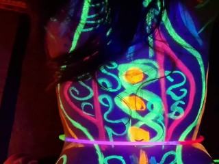 Fucked the wild slim girl in the UV- light